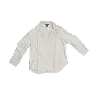 Nine West Jeans Long Sleeve Blouse Top Linen Blend V neck Size Large Casual Work